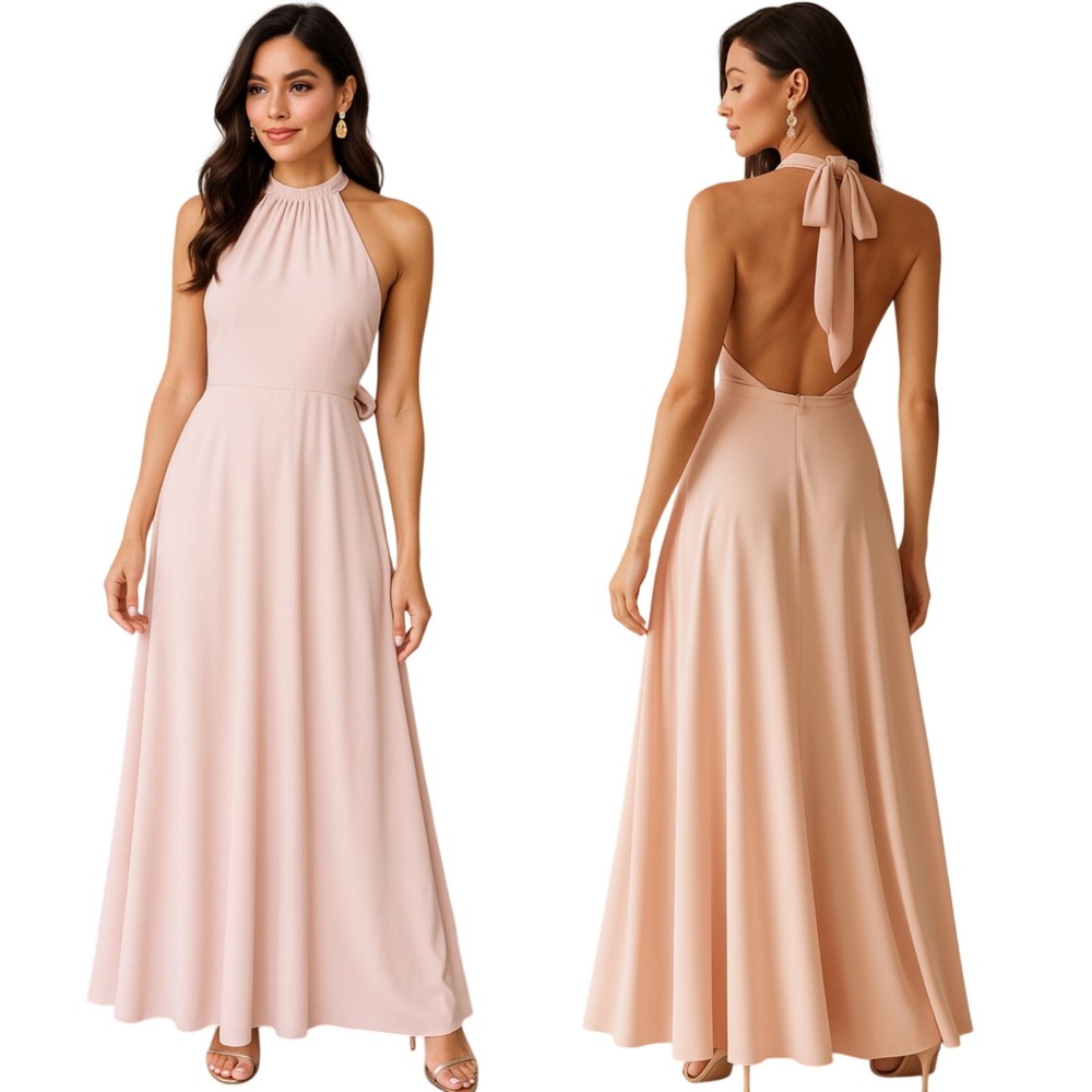 ASOS Open Back Halter Maxi Dress Size 0 Prom Wedding Ethereal Formal Feminine